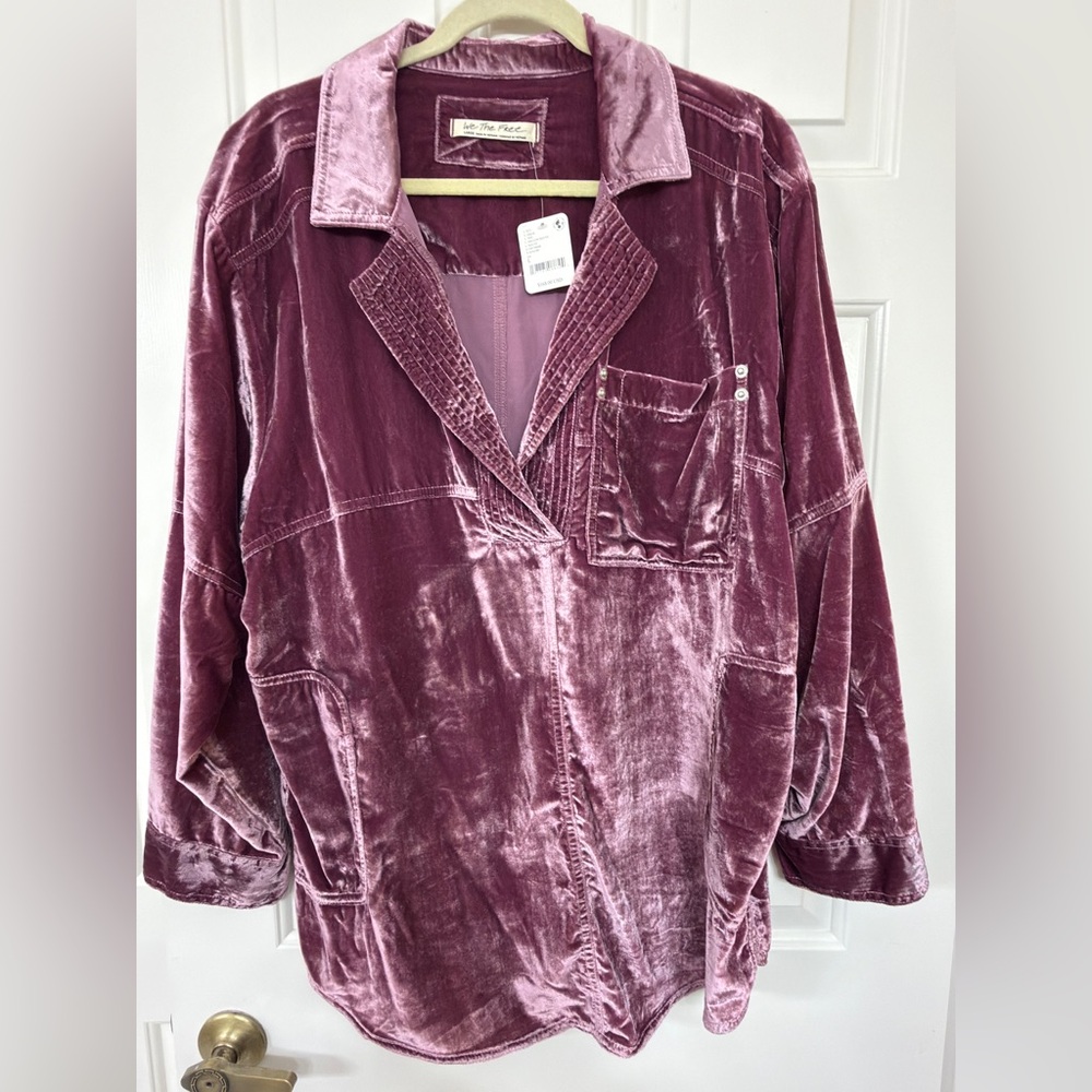 Free People We The Free Peyton Velvet Pullover|Mellow Mauve|NWT